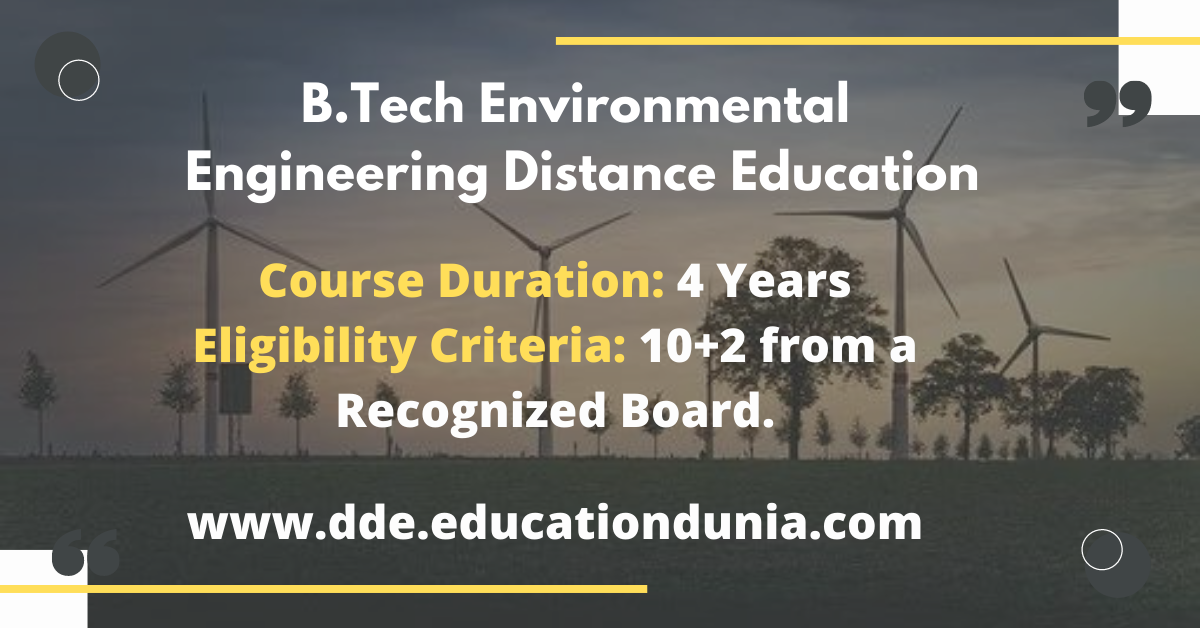 B.Tech Environmental Engineering Distance Education: Admission, Fee ...